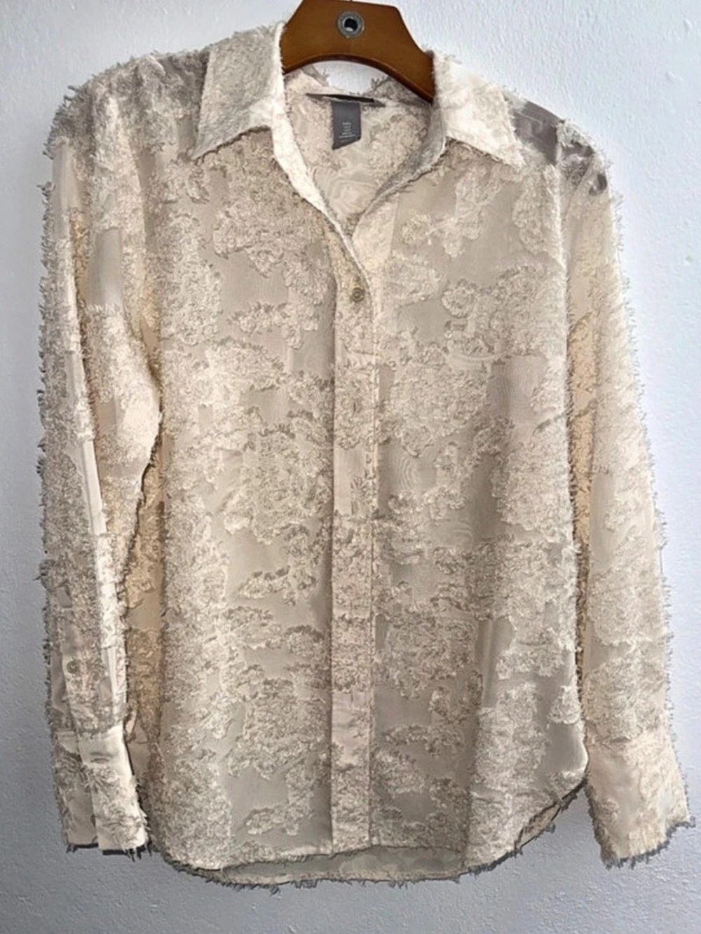 Floral Button Down Shirt in Cream Like New